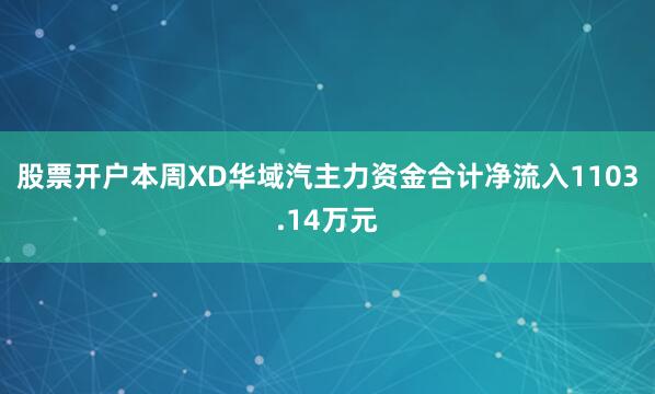 股票开户本周XD华域汽主力资金合计净流入1103.14万元